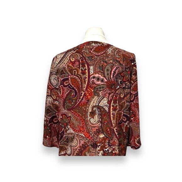 New Directions Paisley & Velvet Trim Tunic Top 1X Red/Multicolor Women's Boho Ch - Picture 7 of 7